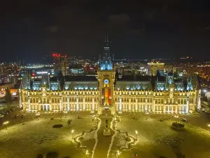 Neo Gothic Prints: Aerial photography of the Cultural Palace in Iasi city center