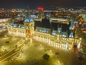 Aerial photography of the Cultural Palace in Iasi city center