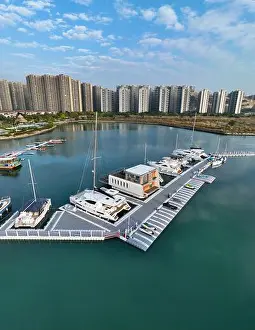 Vacation Destinations Prints: Aerial photography of Ten Mile Silver Beach in Country Garden, Huizhou City