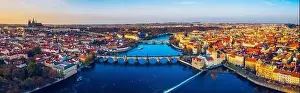 Aerial Prague panoramic drone view of the city of Prague at the Old Town Square