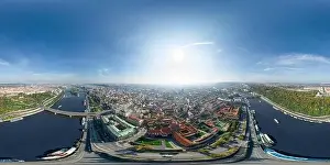Aerial Prague panoramic drone view of the city of Prague at the Old Town Square