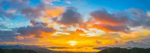 360 Degree View Prints: aerial scenery sunrise above Andaman sea at Chalong bay Phuket Thailand