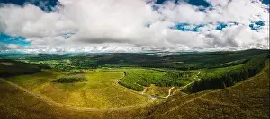 Aerial scenic views from Gortin Glens Forest Park, Omagh, Tyrone, Ireland