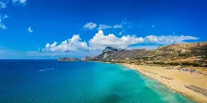 Famous Falasarna Prints: Aerial shot of beautiful turquoise beach Falasarna (Falassarna) in Crete
