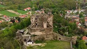 Silesia Prints: Aerial shot captures the medieval Bolkow Castle in Lower Silesia, Poland