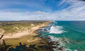 Sorrento Prints: An aerial shot of Mornington Peninsula around Pearses Beach in Victoria, Australia
