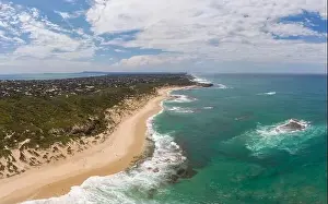 Sorrento Prints: An aerial shot of Mornington Peninsula towards Point Nepean and Port Phillip Bay in Victoria