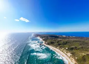 Mornington Peninsula Prints: An aerial shot of Mornington Peninsula towards Point Nepean and Port Phillip Bay in Victoria
