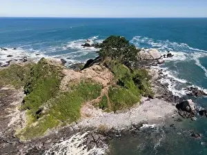 Aerial shot of the picturesque Isla Maiquillahue in the Pacific Ocean of Chile