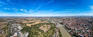 Northern Italy Prints: Aerial of the star shaped Citadel of Alessandria, Allessandria, Italy