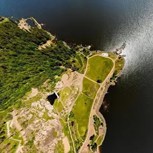 Finnish Rock Prints: Aerial summer view of Katariina Seaside Park, Kotka, Finland