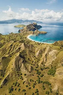 Morning Mountain Prints: Aerial vertical view of Padar island in Komodo National Park