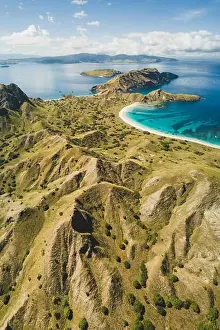 Morning Mountain Prints: Aerial vertical view of Padar island in Komodo National Park
