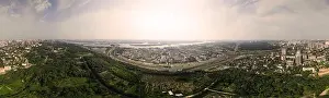 City Garden Prints: Aerial view 360 degrees panorama of Kiev above the National Botanical Garden named after M