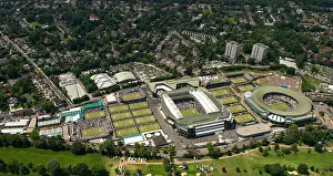 Closed Prints: Aerial view of the All England Lawn Tennis Club during play at the 2011 Wimbledon Tennis Championships