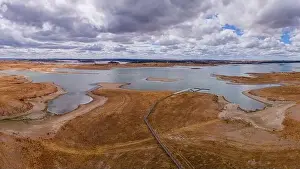 Alentejo Prints: Aerial view of Alqueva Dam artificial Lake
