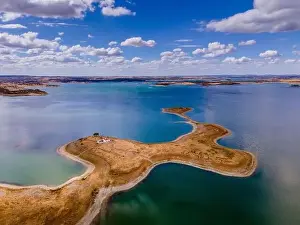 Aerial view of Alqueva Dam artificial Lake