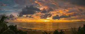 Footage Prints: aerial view amazing sky in sunset above the ocean at Karon beach Phuket