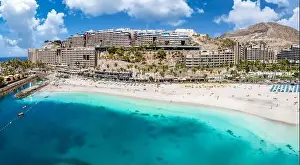 Puerto Prints: Aerial view with Anfi beach and resort, Gran Canaria, Spain