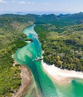 Koh Tarutao Prints: Aerial view of Ao Pante Malacca port in Koh Tarutao national park in Satun, Thailand