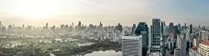 Light Night Prints: Aerial view of Bangkok Asoke, Khlong Toey during covid lockdown, Thailand