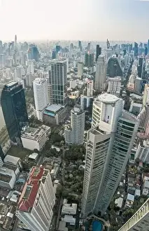 Light Night Prints: Aerial view of Bangkok Asoke, Khlong Toey during covid lockdown, Thailand