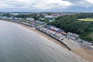 Aerial Shot Prints: Aerial view of the beach at Filey, North Yorkshire, UK