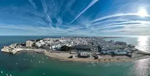 Cadiz Prints: aerial view of the beach of la caleta in the city of Cádiz, Andalusia