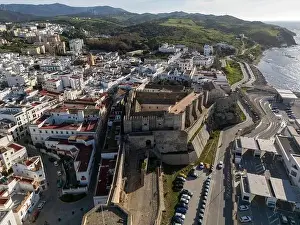 Cadiz Prints: aerial view of the beautiful castle of Guzmán el Bueno in the municipality of Tarifa