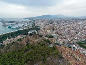 Alcazaba Prints: aerial view of the beautiful city of Malaga in the south of Spain