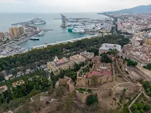 Alcazaba Prints: aerial view of the beautiful city of Malaga in the south of Spain