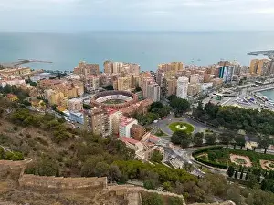 Alcazaba Prints: aerial view of the beautiful city of Malaga in the south of Spain