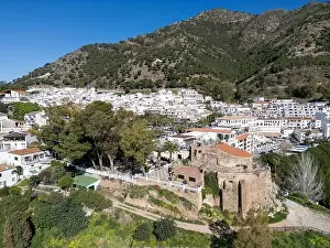 Mijas Village Prints: aerial view of the beautiful Mediterranean village of Mijas on the Costa del Sol of Malaga
