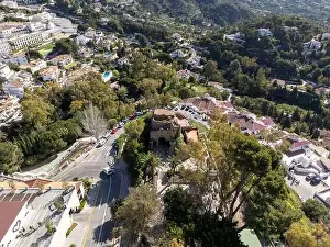 Mijas Village Prints: aerial view of the beautiful Mediterranean village of Mijas on the Costa del Sol of Malaga