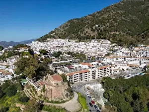 Mijas Village Prints: aerial view of the beautiful Mediterranean village of Mijas on the Costa del Sol of Malaga
