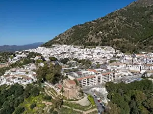 Mijas Village Prints: aerial view of the beautiful Mediterranean village of Mijas on the Costa del Sol of Malaga