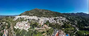 Mijas Village Prints: aerial view of the beautiful Mediterranean village of Mijas on the Costa del Sol of Malaga