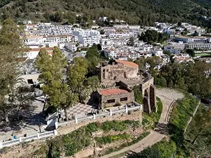 Mijas Village Prints: aerial view of the beautiful Mediterranean village of Mijas on the Costa del Sol of Malaga