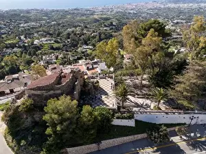 Mijas Village Prints: aerial view of the beautiful Mediterranean village of Mijas on the Costa del Sol of Malaga