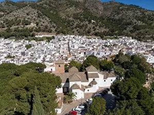 Mijas Village Prints: aerial view of the beautiful Mediterranean village of Mijas on the Costa del Sol of Malaga