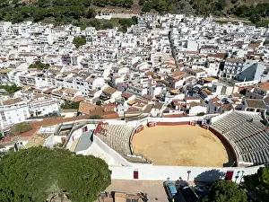 Mijas Village Prints: aerial view of the beautiful Mediterranean village of Mijas on the Costa del Sol of Malaga
