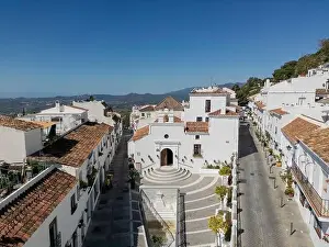 Mijas Village Prints: aerial view of the beautiful Mediterranean village of Mijas on the Costa del Sol of Malaga