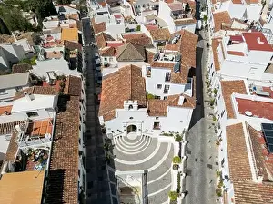 Costa Del Sol Prints: aerial view of the beautiful Mediterranean village of Mijas on the Costa del Sol of Malaga