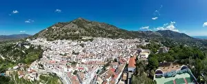 Costa Del Sol Prints: aerial view of the beautiful Mediterranean village of Mijas on the Costa del Sol of Malaga