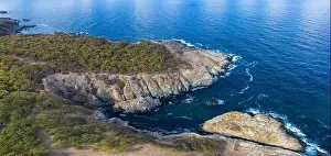 Aerial view to the beautiful rocky beach on the Bulgarian Black Sea coast