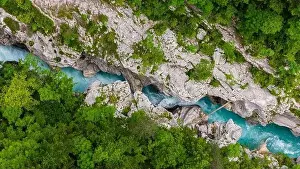 Soca Prints: Aerial View of the Beautiful Soca River in Slovenia's Summer
