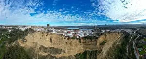 White Villages Prints: aerial view of the beautiful village of Arcos de la Frontera in the province of Cadiz