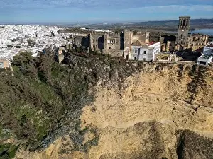 White Villages Prints: aerial view of the beautiful village of Arcos de la Frontera in the province of Cadiz