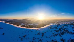 Valley Hills Prints: Aerial view of beautiful winter mountain slopes
