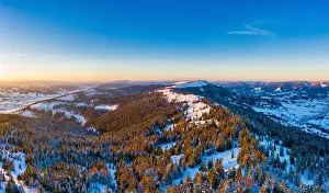Valley Hills Prints: Aerial view of beautiful winter mountain slopes